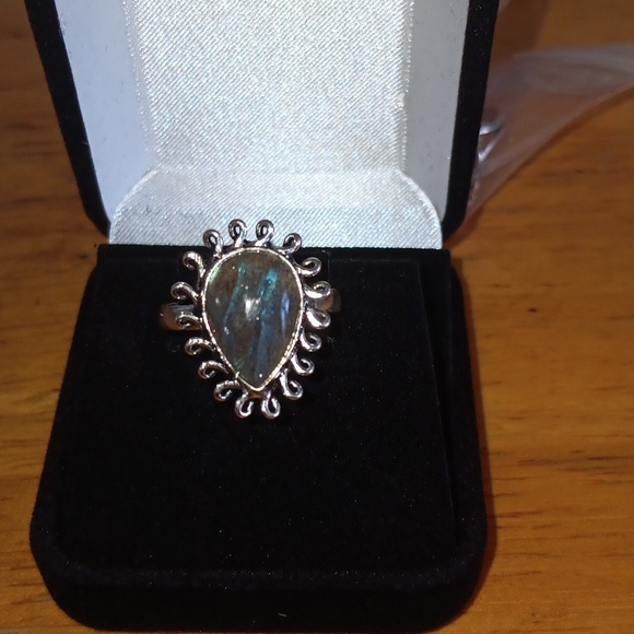 925 Sterling Silver Jewelry - Labradorite Ring Sterling Silver Band 9.5 (178J)